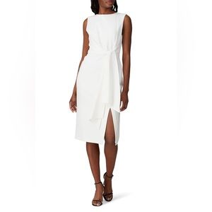 Shoshanna White Sleeveless Midi Dress with Side Tie